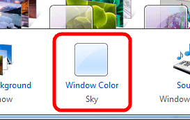 Windows 7 Personalization, Window Color